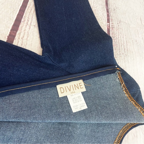 Vintage 90s Denim Mini Dress Navy Blue Size Medium - Picture 3 of 11